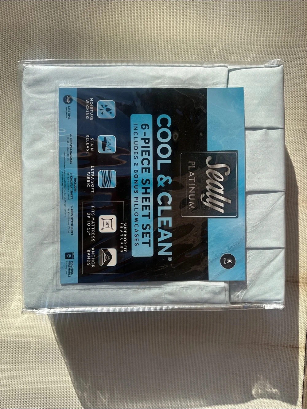 Platinum Cool & Clean 6-Piece King Sheet Set - Misty Blue